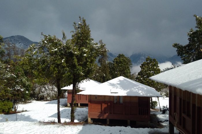 Snowing in Kalsee eco lodge 2018